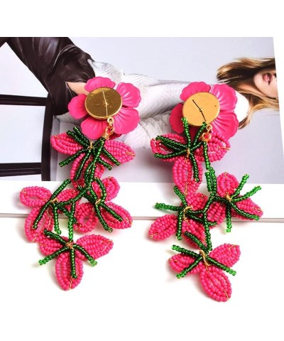 Rainbow Acrylic Tassel Earrings Colorful Leaf Flower Earring Dainty Multicolor Bead Rainbow Earring for Women Girls B $9.34 E...