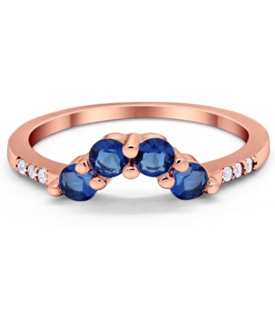 Curved Wedding Band 925 Sterling Silver Band for Ring Choose Color Rose Tone, Simulated Blue Sapphire $12.09 Bracelets