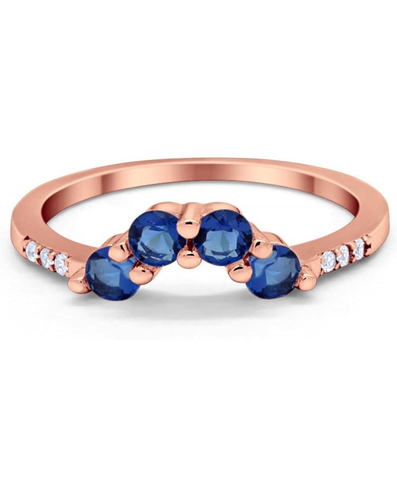 Curved Wedding Band 925 Sterling Silver Band for Ring Choose Color Rose Tone, Simulated Blue Sapphire $12.09 Bracelets