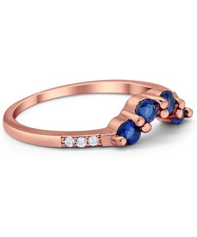 Curved Wedding Band 925 Sterling Silver Band for Ring Choose Color Rose Tone, Simulated Blue Sapphire $12.09 Bracelets