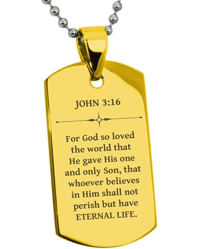 Stainless Steel Eternal Life John 3:16 Dog Tag Pendant Necklace Gold $13.99 Pendants