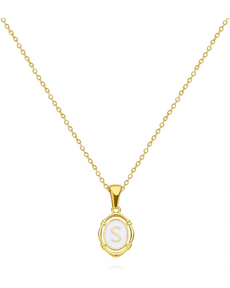 Round Initial Necklaces for Women Trendy 14K Gold Plated Chain Necklace Round Coin simple Choker Necklace Round Engraved A-Z ...