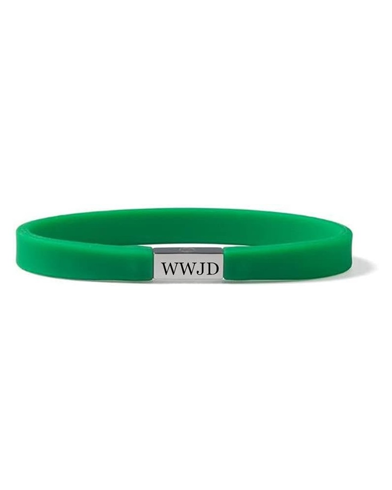 WWJD HWLF Bracelet for Teens Adults,Stainless Steel Rubber What Would Jesus Do Bracelets He Would Love First Wristband Fundra...