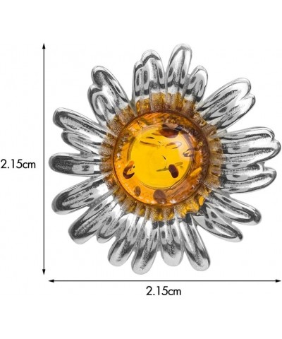 Amber Sterling Silver Daisy Earrings Slider Pendant Necklace Set Chain 18 Inches $27.50 Jewelry Sets