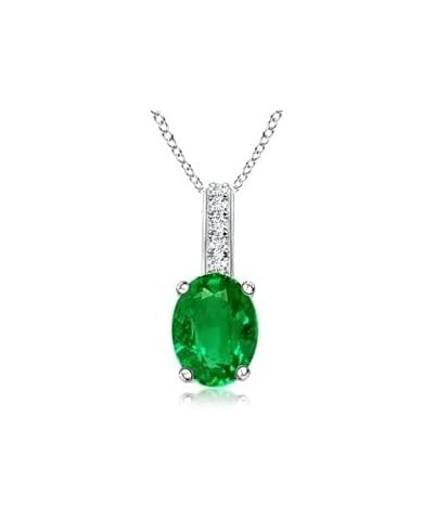 Natural Emerald Solitaire Pendant Necklace for Women, Girls in 14K Solid Gold/Platinum/Sterling Silver | May Birthstone | Jew...