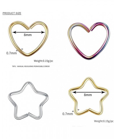 2021 Punk 5PCS Stainless Steel Piercing Earrings Heart/Star Shaped Cartilage Tragus Daith Conch Lobe Ear Piercing Body Jewelr...