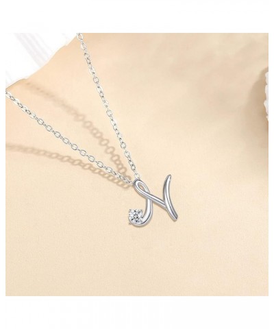 Sterling Silver Initial Necklaces for Women, Dainty 26 Alphabet Pendant Necklace Jewelry Gift, 18 Inch Chain N $15.98 Necklaces