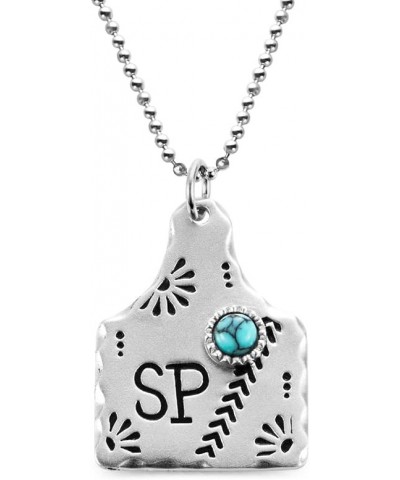 Custpm Retro Bohemian Style Turquoise Neckalce 925 Sterling Silver Vintage Personalized Initial Pendant Neckalce Gemstone Jew...