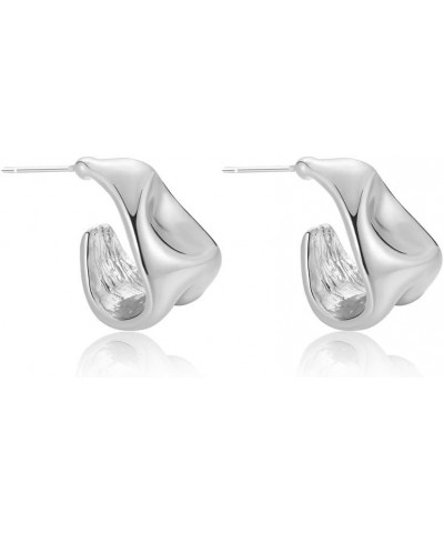 Gold/Silver Hoop Earrings For Women,14K Gold Plated Paperclip Link Chain Earrings Chunky Gold Hoop Dangle Earrings Lightweigh...