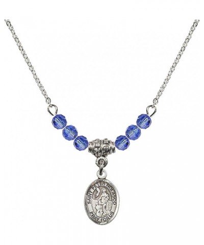 September Birth Month Bead Necklace with Catholic Patron Saint Petite Charm, 18 Inch Saint Peter Nolasco $27.25 Necklaces