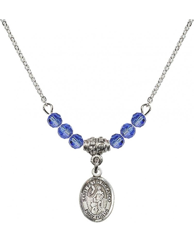 September Birth Month Bead Necklace with Catholic Patron Saint Petite Charm, 18 Inch Saint Peter Nolasco $27.25 Necklaces