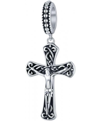 Family Animal Cross Charm 925 Sterling Silver Openwork Bead for Charm Bracelets and Necklaces with 5A Cubic Zirconia, Birthda...