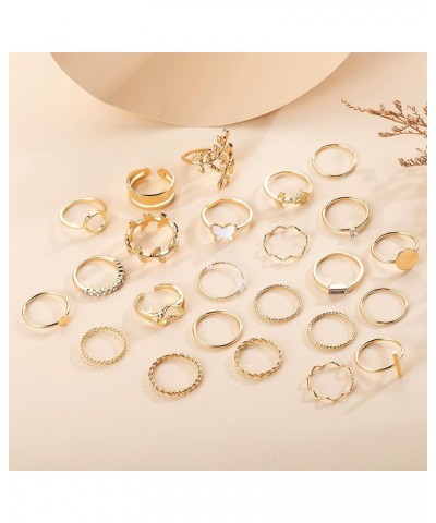 Gold Stackable Rings for Teen Girl Crystal Rhinestone Knuckle Joint Finger Kunckle Rings Sets Boho Cute Rings for Women Adjus...