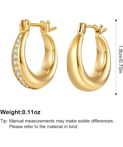 Gold Plated Huggie Hoop Earrings for Women Square Round Thick Hoop Earrings Jewelry Gift Gold-2 Pairs $12.23 Earrings