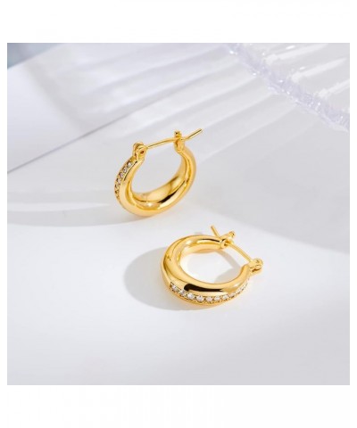 Gold Plated Huggie Hoop Earrings for Women Square Round Thick Hoop Earrings Jewelry Gift Gold-2 Pairs $12.23 Earrings