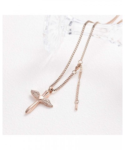 Cremation Jewelry Angel Wings Cross Urn Necklace for Ashes Stainless Steel Keepsake Memorial Pendant Necklace Rose Gold $11.4...