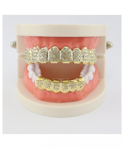 Gold Teeth Grillz for Men Grills for Your Teeth Women 18K Plated Iced Out Diamond Poker Heart CZ Top and Bottom Grill Set Hip...