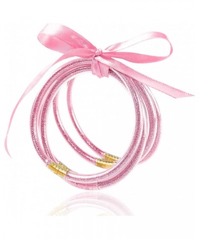 Glitter Jelly Bangles Bracelets Set Glitter Filled Jelly Silicone Bracelets for Women Girls Light Pink Glitter-2.95 $8.27 Bra...