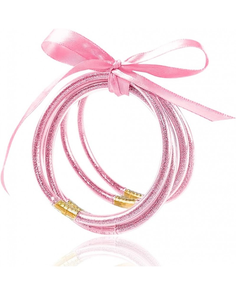 Glitter Jelly Bangles Bracelets Set Glitter Filled Jelly Silicone Bracelets for Women Girls Light Pink Glitter-2.95 $8.27 Bra...