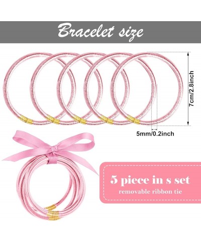 Glitter Jelly Bangles Bracelets Set Glitter Filled Jelly Silicone Bracelets for Women Girls Light Pink Glitter-2.95 $8.27 Bra...