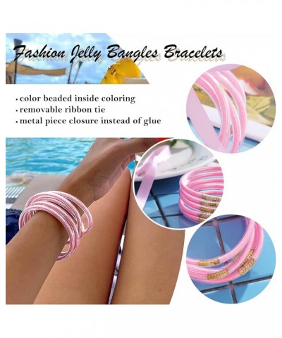 Glitter Jelly Bangles Bracelets Set Glitter Filled Jelly Silicone Bracelets for Women Girls Light Pink Glitter-2.95 $8.27 Bra...