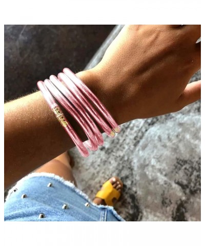 Glitter Jelly Bangles Bracelets Set Glitter Filled Jelly Silicone Bracelets for Women Girls Light Pink Glitter-2.95 $8.27 Bra...