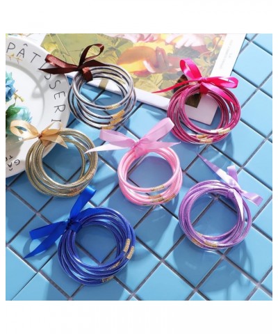 Glitter Jelly Bangles Bracelets Set Glitter Filled Jelly Silicone Bracelets for Women Girls Light Pink Glitter-2.95 $8.27 Bra...