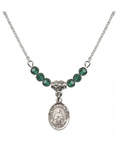 May Birth Month Bead Necklace with Catholic Patron Saint Petite Charm, 18 Inch Our Lady of Rosa Mystica $32.51 Necklaces