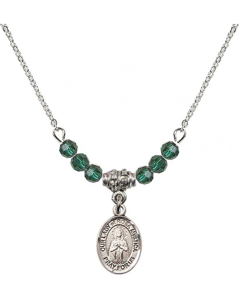 May Birth Month Bead Necklace with Catholic Patron Saint Petite Charm, 18 Inch Our Lady of Rosa Mystica $32.51 Necklaces