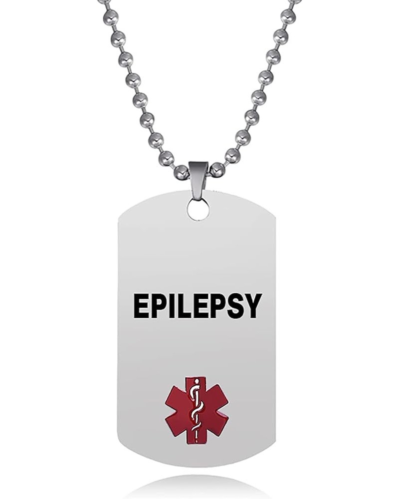 Medical Alert Dog Tag Necklace for Men Women Son Asthma Diabetes Blood Thinner Eliquis Epilepsy Allergy Pacemaker Seizures EP...