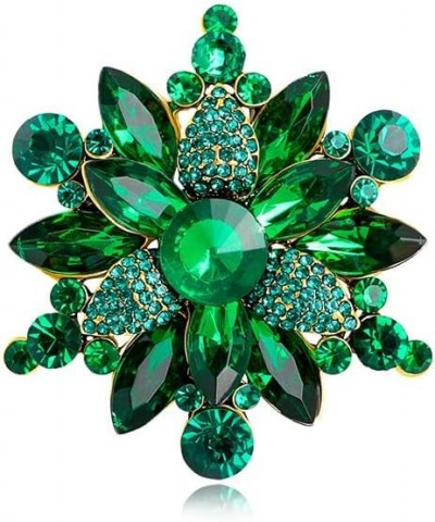 Vintage Crystal Rhinestone Flower Shape Brooch Pin Statement Jewelry Gift Accessories for Women Girls green $6.35 Brooches & ...