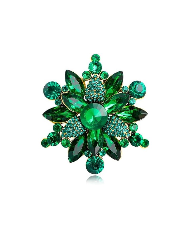 Vintage Crystal Rhinestone Flower Shape Brooch Pin Statement Jewelry Gift Accessories for Women Girls green $6.35 Brooches & ...