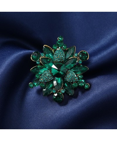 Vintage Crystal Rhinestone Flower Shape Brooch Pin Statement Jewelry Gift Accessories for Women Girls green $6.35 Brooches & ...