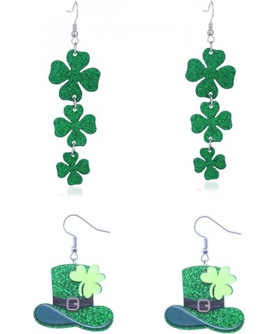 St. Patrick's Day Shamrock Dangle Earrings Gold Pleated Green Layered Lucky Clover Earrings Irish St. Patricks Day Jewelry Gi...