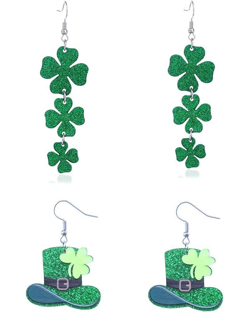 St. Patrick's Day Shamrock Dangle Earrings Gold Pleated Green Layered Lucky Clover Earrings Irish St. Patricks Day Jewelry Gi...