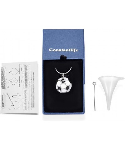 Football Cremation Jewelry for Ashes Memorial Urn Necklace Stainless Steel Soccer Pendant Keepsake Ashes Holder A-Silver $12....