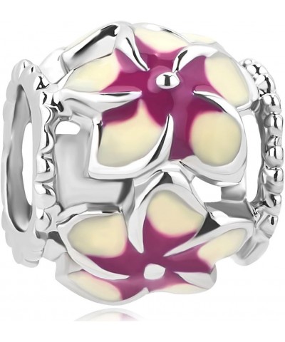 Orchid Flower Love Enamel Charm Beads Charms For Bracelets Purple $7.74 Bracelets