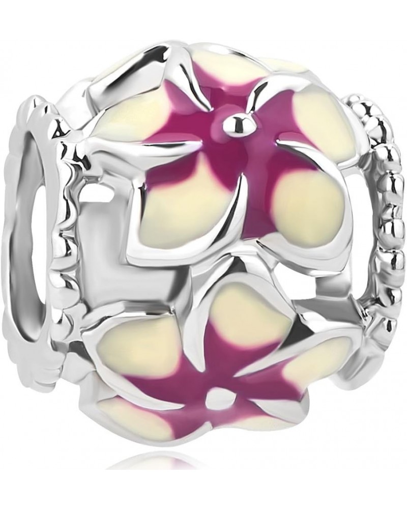 Orchid Flower Love Enamel Charm Beads Charms For Bracelets Purple $7.74 Bracelets