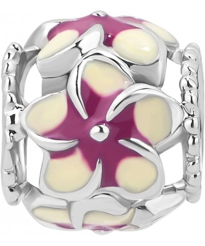 Orchid Flower Love Enamel Charm Beads Charms For Bracelets Purple $7.74 Bracelets