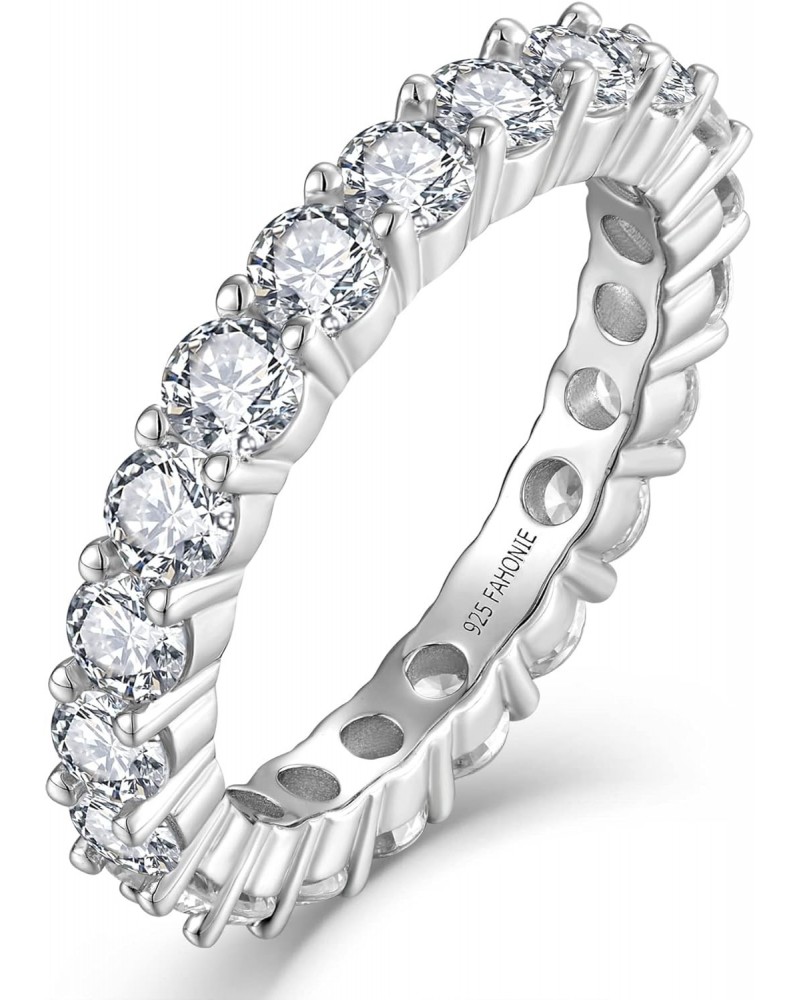 Eternity Ring 925 Sterling Silver cut 5A Cubic Zirconia CZ Anniversary Promise Ring for Women $27.55 Rings