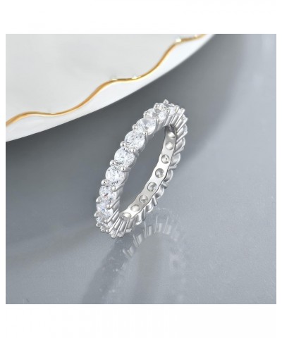 Eternity Ring 925 Sterling Silver cut 5A Cubic Zirconia CZ Anniversary Promise Ring for Women $27.55 Rings