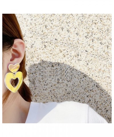 Women's Fashion Acrylic Cute Statement Love Heart Dangle Drop Earrings Heart AA $5.87 Earrings