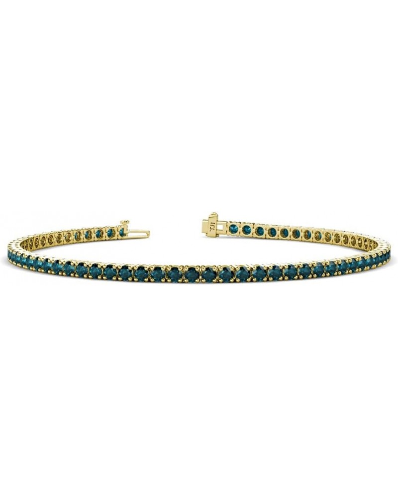 Round Gemstone 2.4mm Women Eternity Tennis Bracelet (2.25-4.05 ctw) 14K Yellow Gold london-blue-topaz $502.20 Bracelets