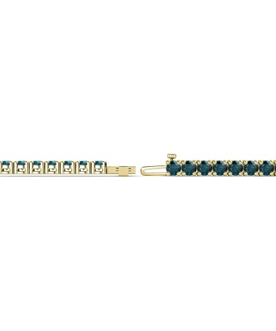 Round Gemstone 2.4mm Women Eternity Tennis Bracelet (2.25-4.05 ctw) 14K Yellow Gold london-blue-topaz $502.20 Bracelets