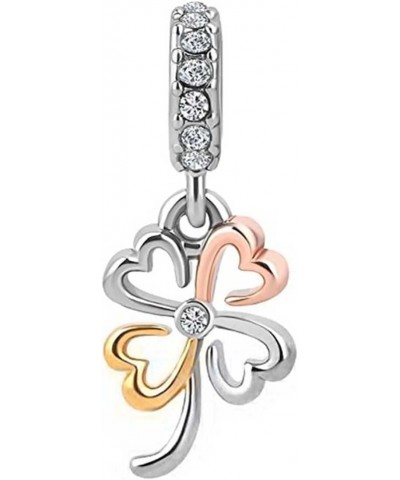 Women Girls Four Leaf Clover Lucky Birthday Jewelry Crystal Dangle Charms Compatible with Pandora Charm Bracelets $7.94 Brace...