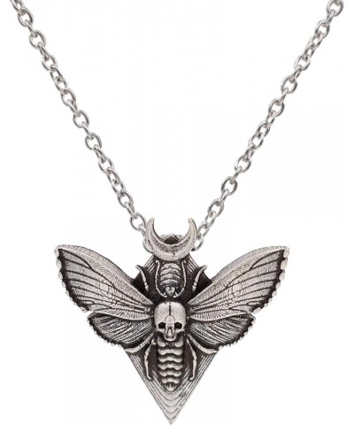 Death Head Moth Pendant Necklace Wicca Jewelry Goth Moth And The Moon 3-silver-link $9.00 Necklaces