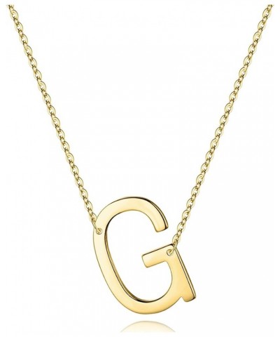 S925 Sterling Silver Sideways Initial Necklaces for Women, 14K Vermeil Gold Dainty Sterling Silver Letter A-Z Pendant Necklac...