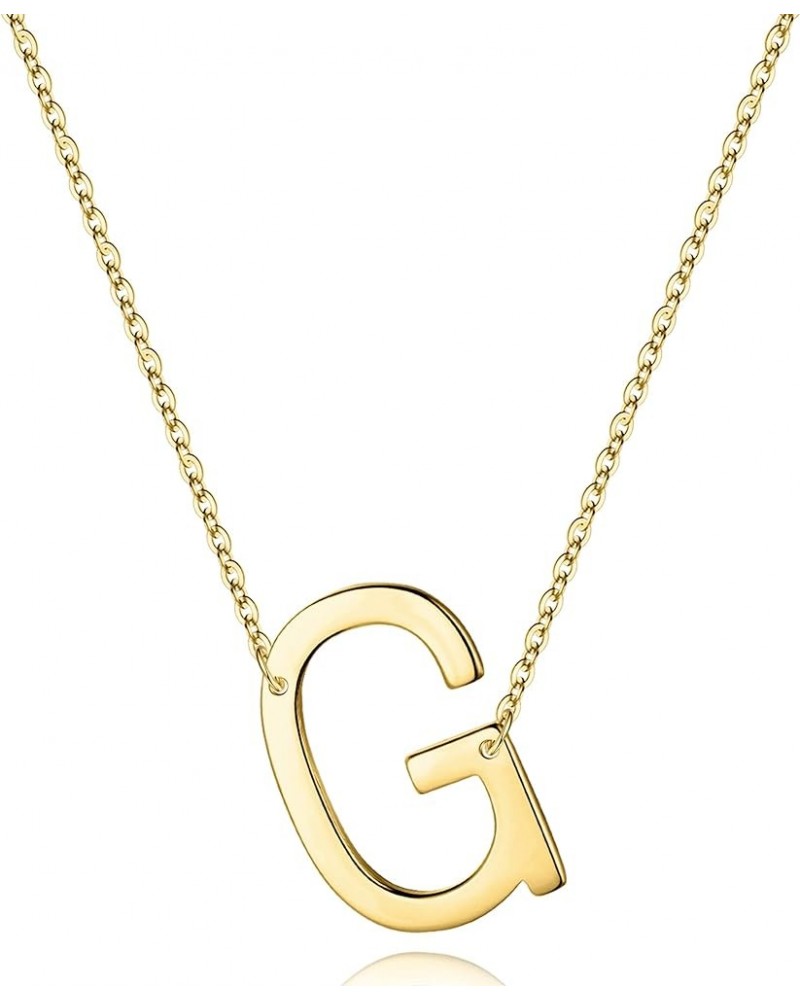 S925 Sterling Silver Sideways Initial Necklaces for Women, 14K Vermeil Gold Dainty Sterling Silver Letter A-Z Pendant Necklac...