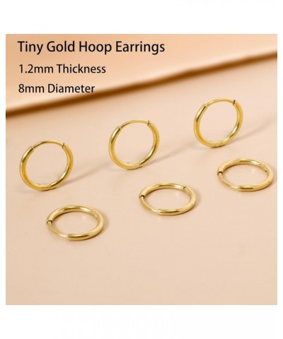 3 Pairs Small Gold Hoop Earrings, Dainty Cartilage Hoop Earring Gold Huggie Earrings for Women Men Tiny 316L Surgical Stainle...