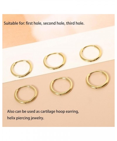 3 Pairs Small Gold Hoop Earrings, Dainty Cartilage Hoop Earring Gold Huggie Earrings for Women Men Tiny 316L Surgical Stainle...